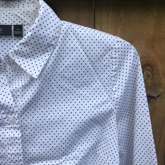Apt. 9 Tops - Black and White Polka Dot Button Down